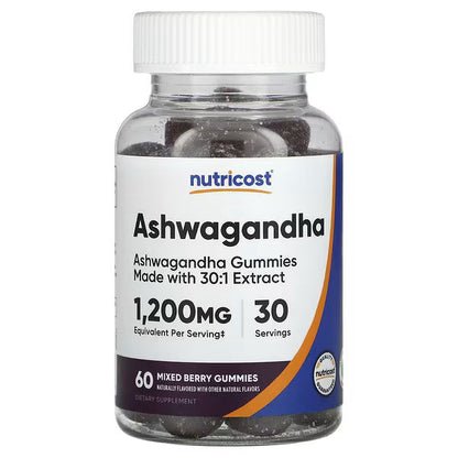 Nutricost, Ashwagandha Gummies, Mixed Berry, 60 Gummies (600 mg per Gummy)