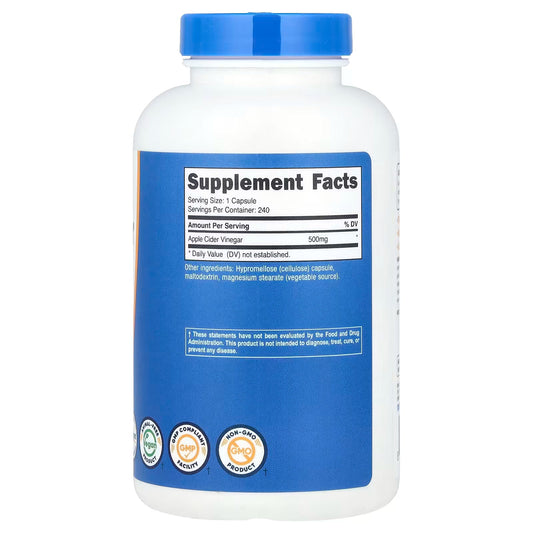 Nutricost, Apple Cider Vinegar, 500 mg, 240 Capsules