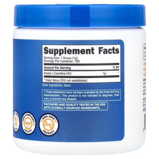 Nutricost, Acetyl L-Carnitine HCl, Unflavored, 3.6 oz (100 g)