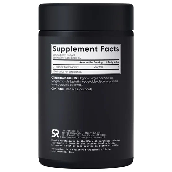 Sports Research L-Theanine Suntheanine 200 mg, 150 Softgels