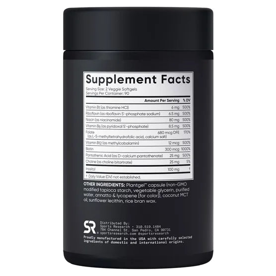 Sports Research Vitamin B Complex, 180 Veggie Soft Gels