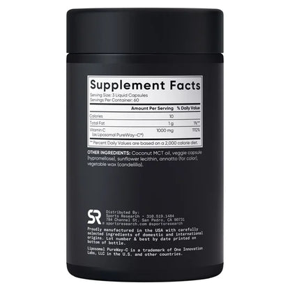 Sports Research Vitamin C Liposomal, 1000 mg, 180 Veggie Capsules