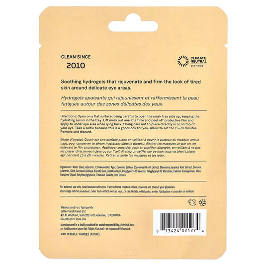 ACURE, Radically Rejuvenating, Under Eye Hydrogels, 2 Single Use Eye Gels, 0.14 oz (4 g)