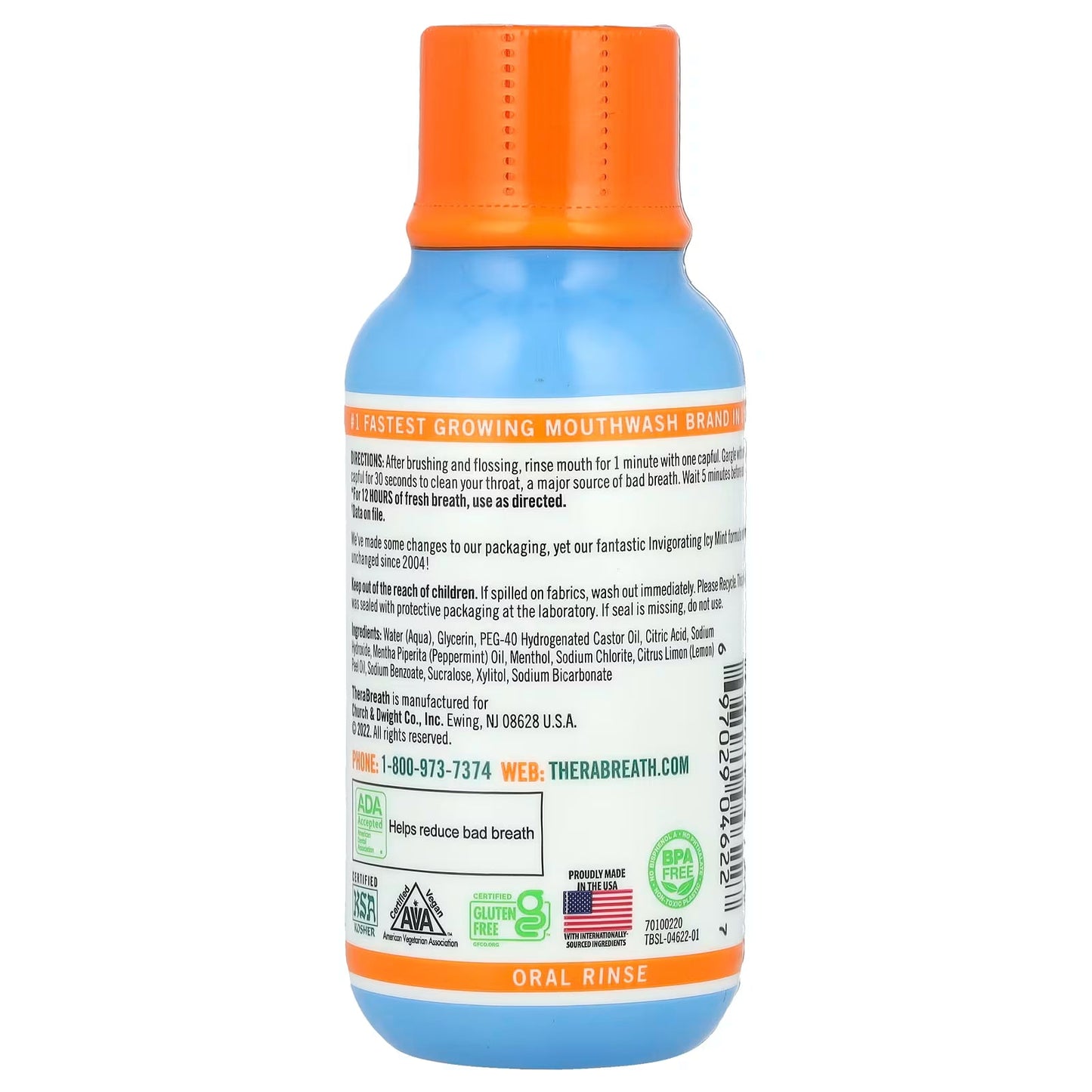 TheraBreath, Fresh Breath Oral Rinse, Invigorating Icy Mint, 3 fl oz (88.7 ml)