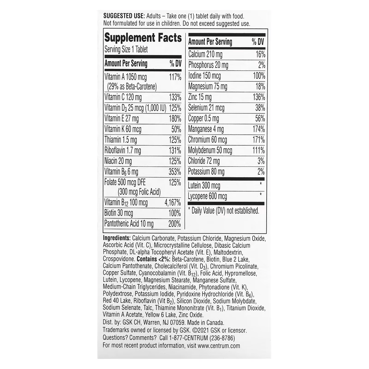 Centrum Silver Multivitamin for Men 50 Plus, 100 ct