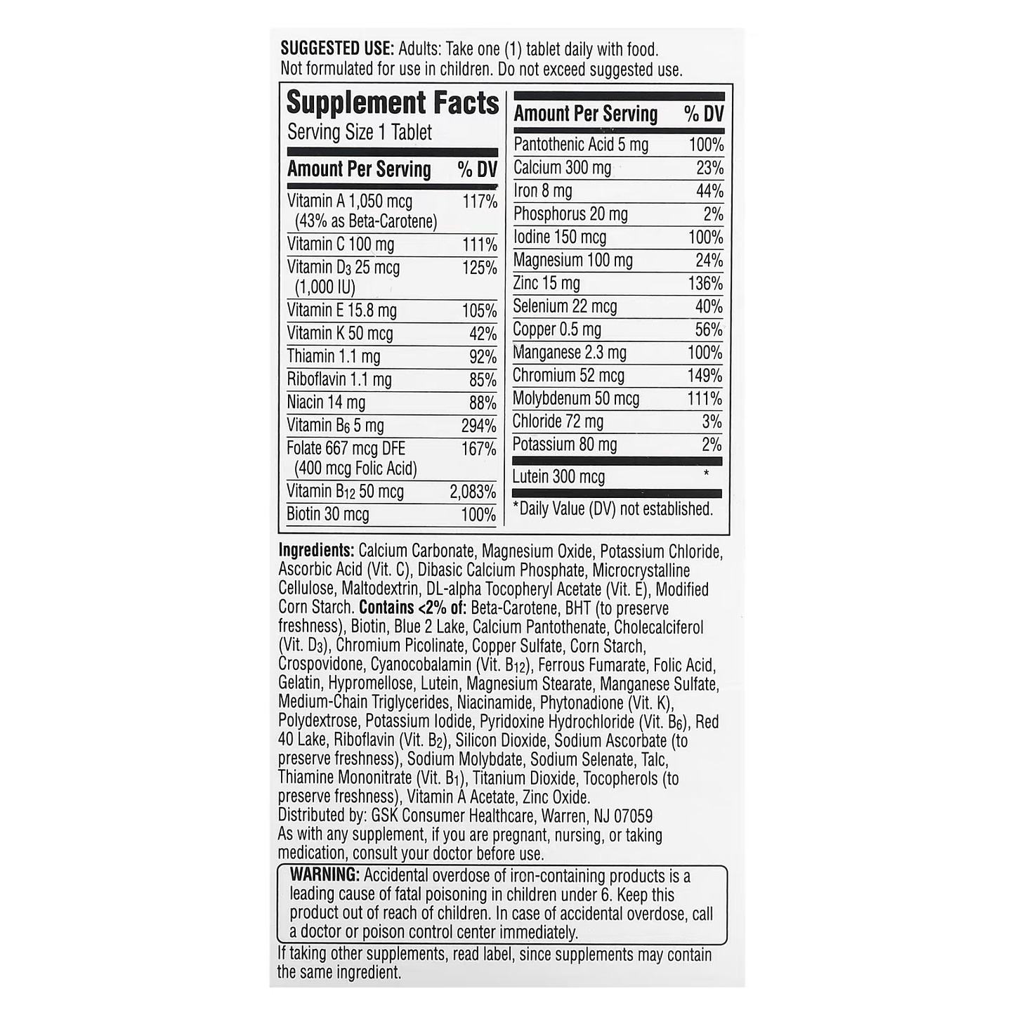 Centrum Silver Women's Multivitamin for Women 50 Plus, 100 ct