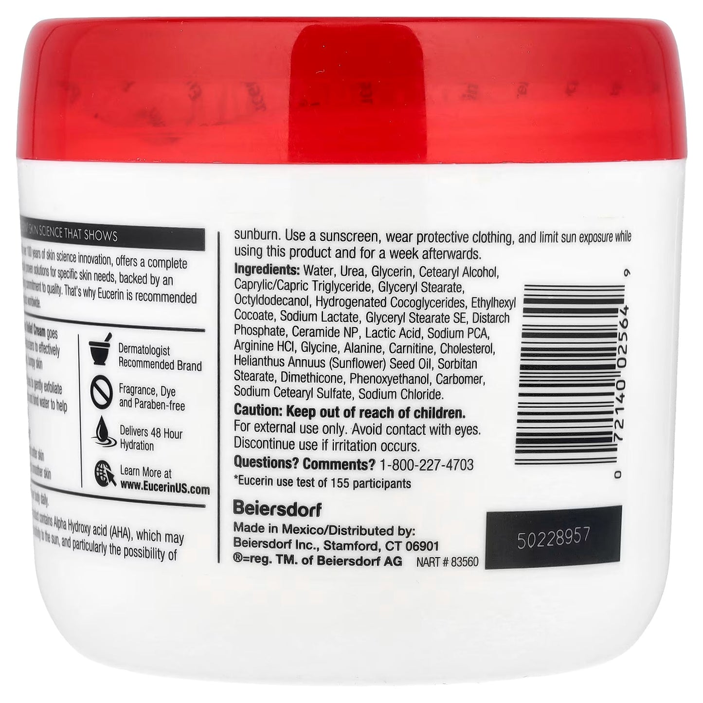 Eucerin, Roughness Relief Cream, Fragrance Free, 16 oz (454 g)