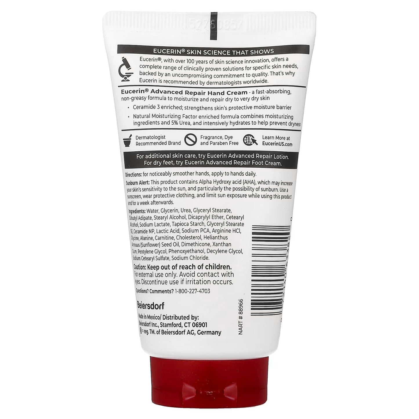 Eucerin, Advanced Repair Hand Cream, Dry to Very Dry Skin, Fragrance Free, 2.7 oz (78 g)