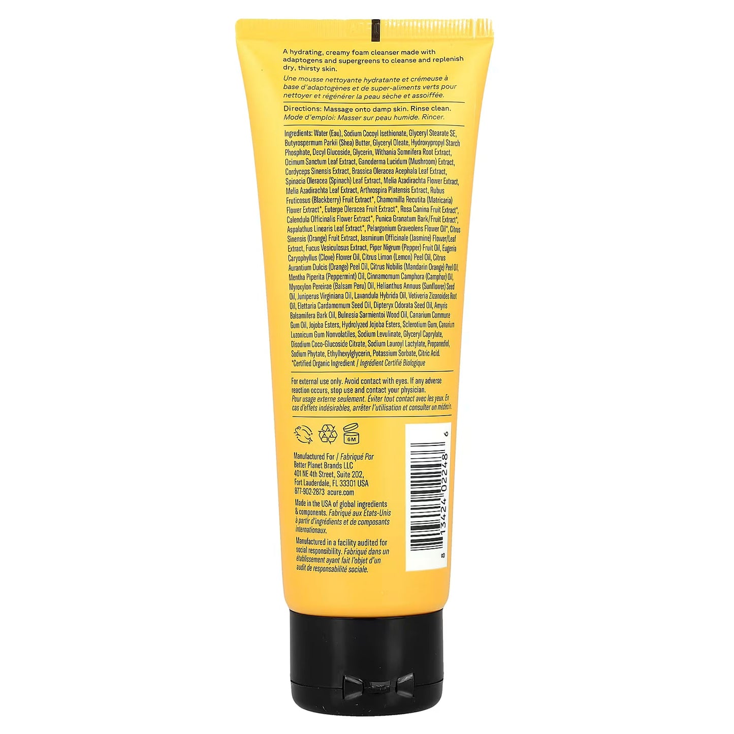 ACURE, Ultra Hydrating Green Juice Cleanser, For Dehydrated Skin, 4 fl oz (118 ml)