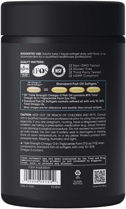 Sports Research Triple Strength Omega-3 Fish Oil, 150 Fish Softgels