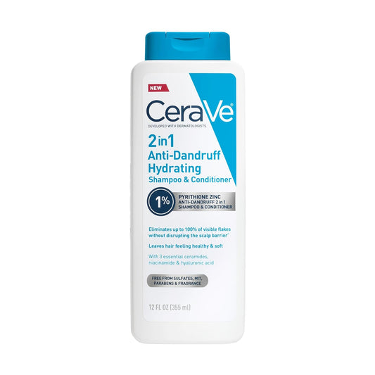CeraVe 2 In 1 Hydrating Anti Dandruff Shampoo And Conditioner 12 oz
