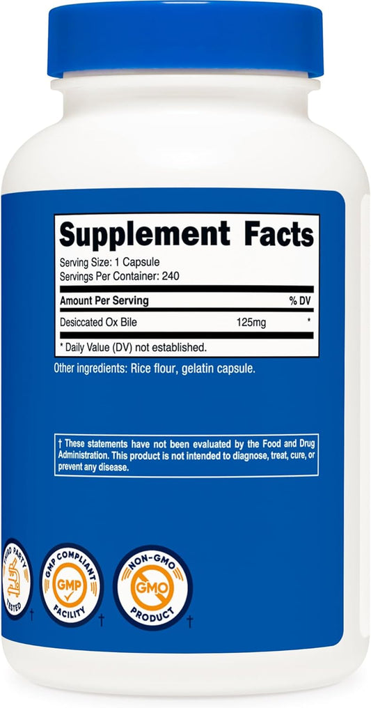 Nutricost Ox Bile Capsules 125mg, 240 Capsules