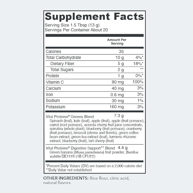 Vital Proteins, Daily Greens, Green Apple, 9.3 oz (265 g)