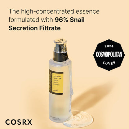 COSRX Duo- Snail 92 Cream & Snail 96 Essence, Daily Face Gel Moisturizer and Hydrating Serum for Face with Snail Secretion Filtrate