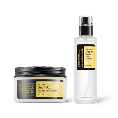COSRX Duo- Snail 92 Cream & Snail 96 Essence, Daily Face Gel Moisturizer and Hydrating Serum for Face with Snail Secretion Filtrate