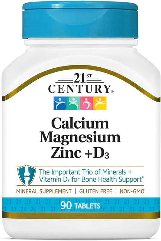 21st Century, Calcium Magnesium Zinc + D3, 90 Tablets