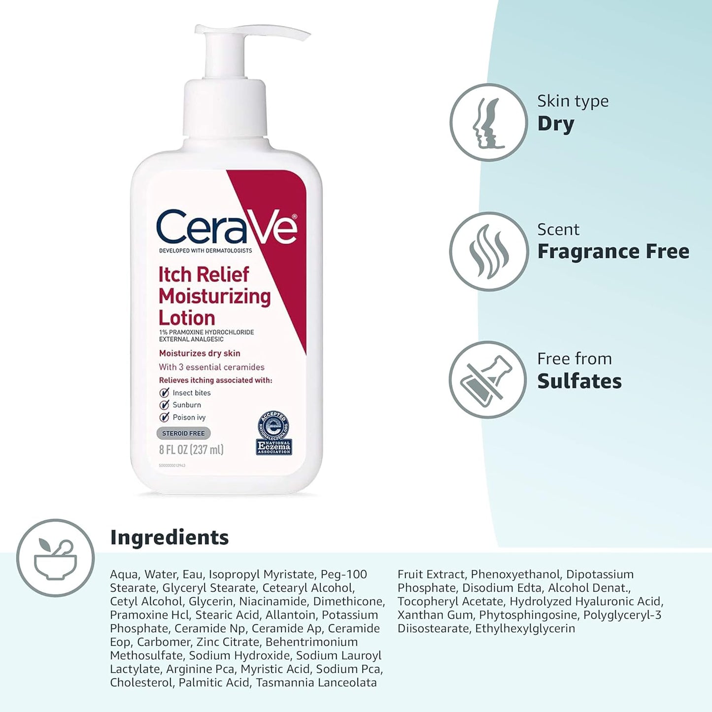 CeraVe Anti Itch Moisturizing Lotion 8 FL OZ
