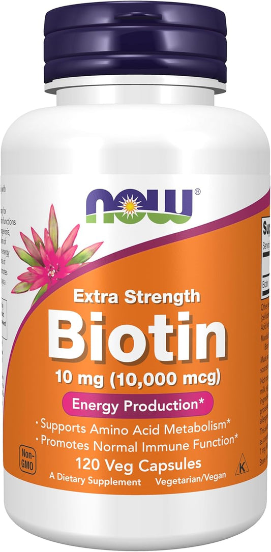 NOW Foods, Extra Strength Biotin, 10 mg (10,000 mcg), 120 Veg Capsules