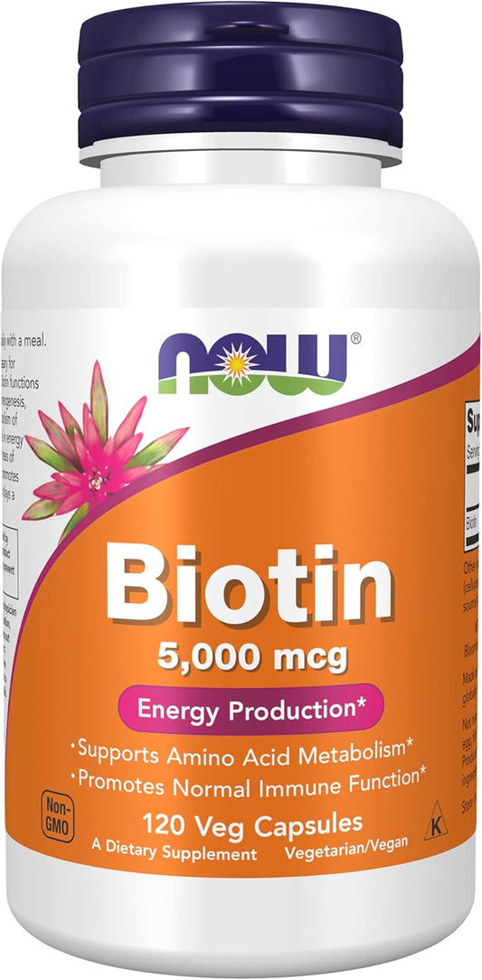 NOW Foods, Biotin, 5,000 mcg, 120 Veg Capsules