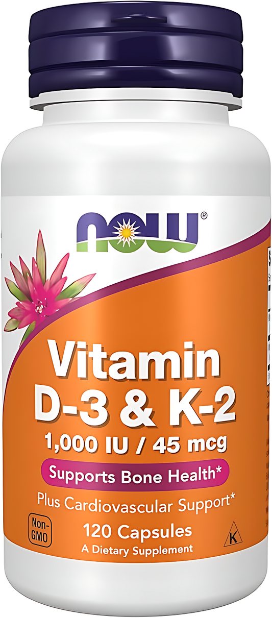 NOW Foods, Vitamin D3 & K2, 120 Capsules