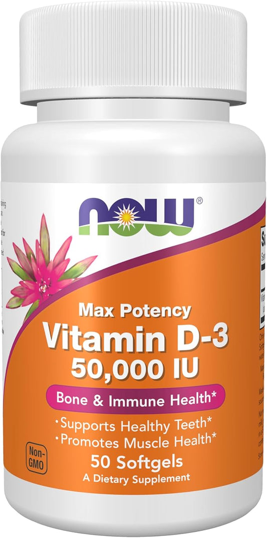 NOW Foods, Vitamin D-3, Max Potency, 50,000 IU, 50 Softgels
