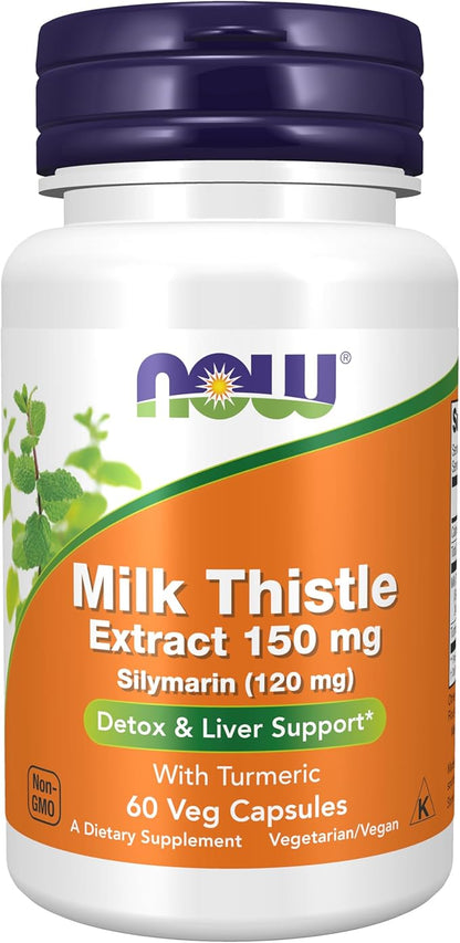 NOW Foods, Milk Thistle Extract with Turmeric, 150 mg, 60 Veg Capsules