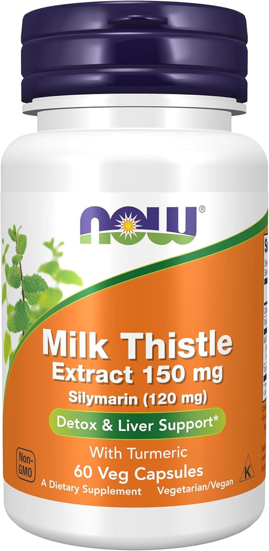 NOW Foods, Milk Thistle Extract with Turmeric, 150 mg, 60 Veg Capsules