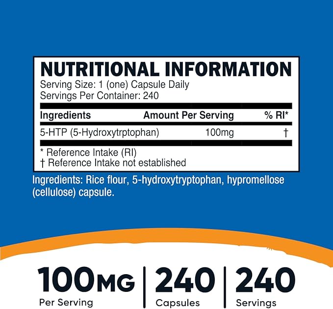 Nutricost, 5-HTP , 100 mg, 240 Capsules