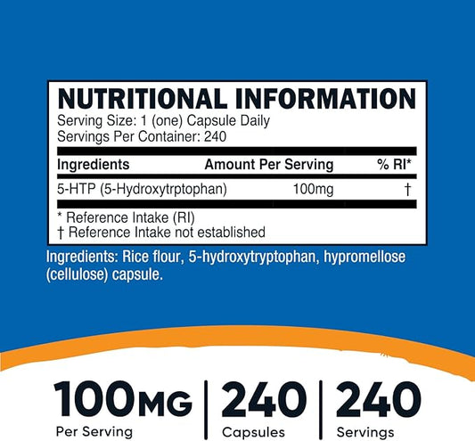 Nutricost, 5-HTP , 100 mg, 240 Capsules