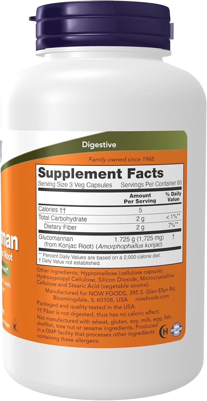 NOW Foods, Glucomannan, 1,725 mg, 180 Veg Capsules (575 mg Per Capsule)