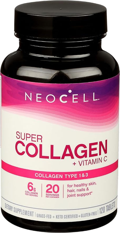 Neocell Super Collagen Type 1 and 3 plus Vitamin C Tablets, 120 Count