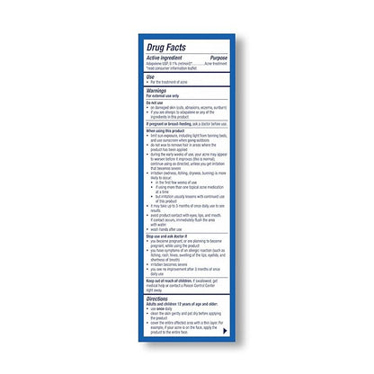 PanOxyl Adapalene 0.1% Leave-On Gel, 30 Day Supply, Retinoid Gel Acne Treatment, Acne Prone Skin, Oil Free, Fragrance Free, 0.5 oz