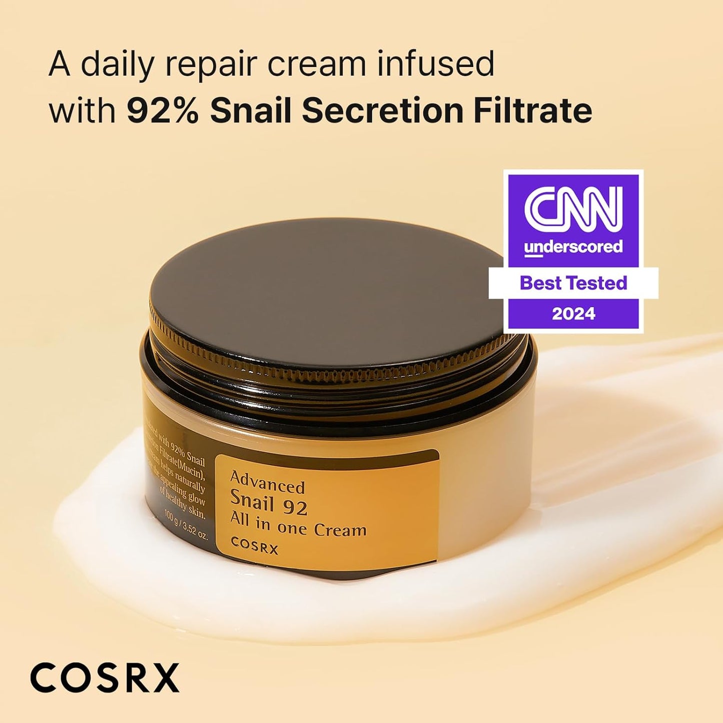 COSRX Duo- Snail 92 Cream & Snail 96 Essence, Daily Face Gel Moisturizer and Hydrating Serum for Face with Snail Secretion Filtrate