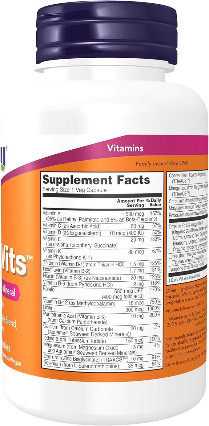 NOW Foods, Daily Vits, Multi Vitamin & Mineral, 120 Veg Capsules