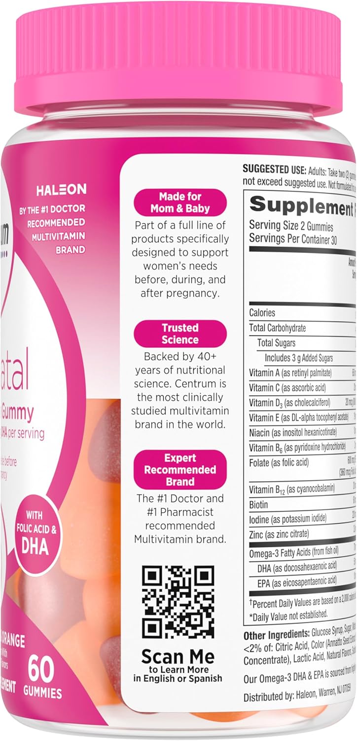Centrum, PreNatal Multivitamin Gummy, Mixed Berry & Orange, 60 Gummies