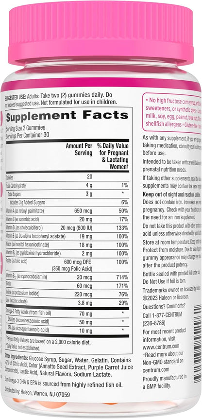 Centrum, PreNatal Multivitamin Gummy, Mixed Berry & Orange, 60 Gummies