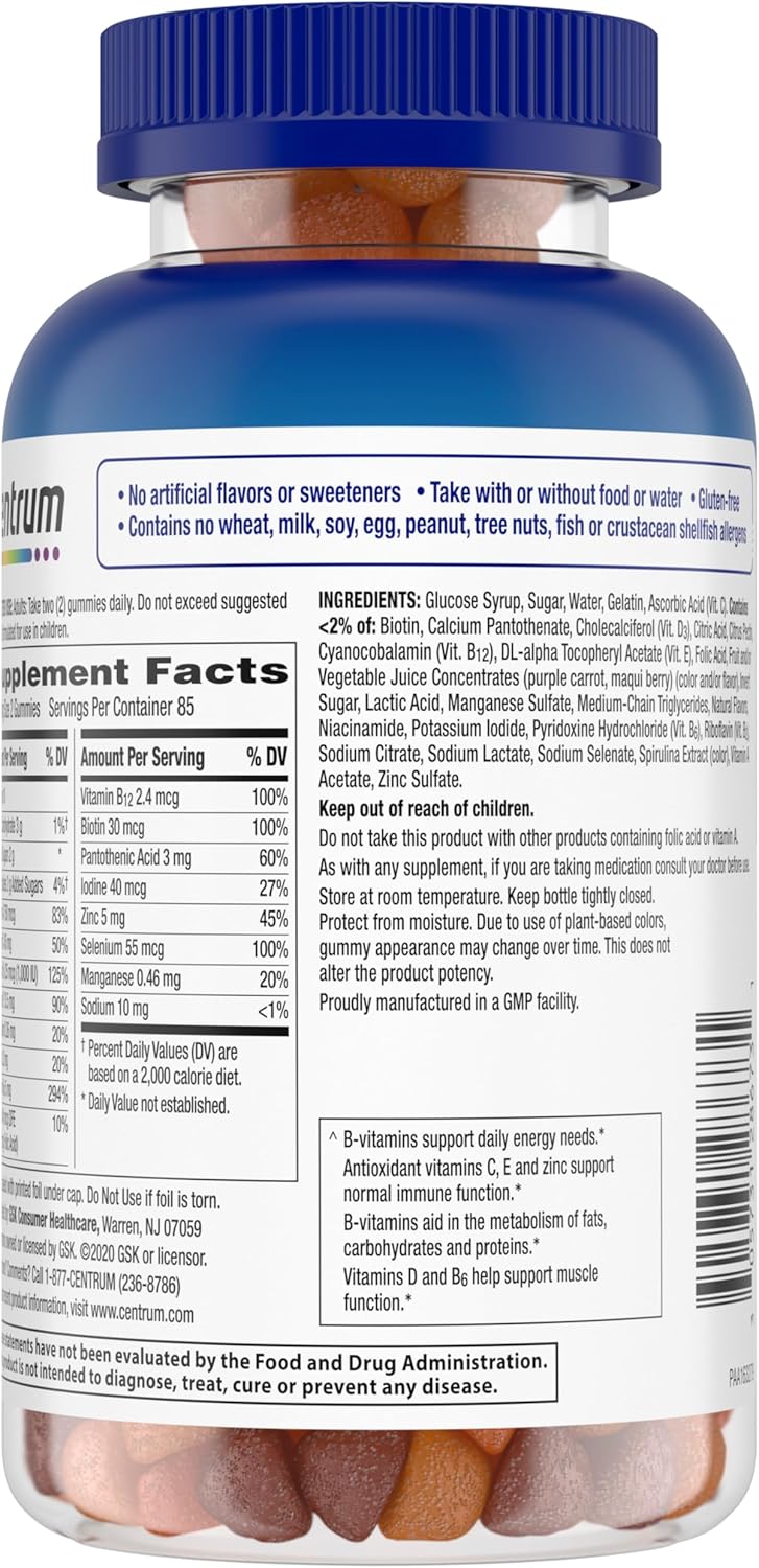 Centrum Men Multi gummies, Assorted Fruit Flavor, 170 count