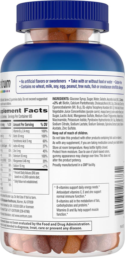 Centrum Men Multi gummies, Assorted Fruit Flavor, 170 count