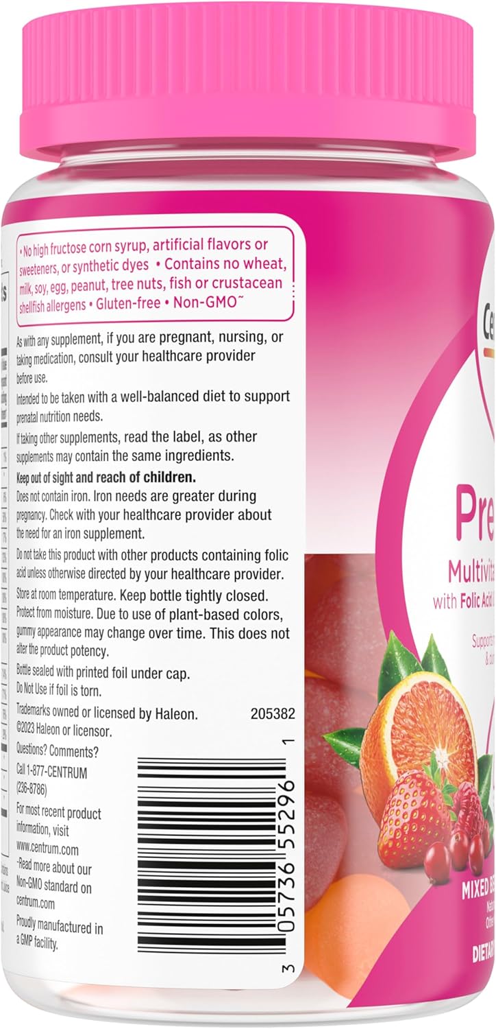 Centrum, PreNatal Multivitamin Gummy, Mixed Berry & Orange, 60 Gummies