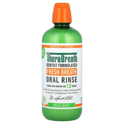 TheraBreath, Fresh Breath Oral Rinse, Mild Mint , 33.8 fl oz (1 l)
