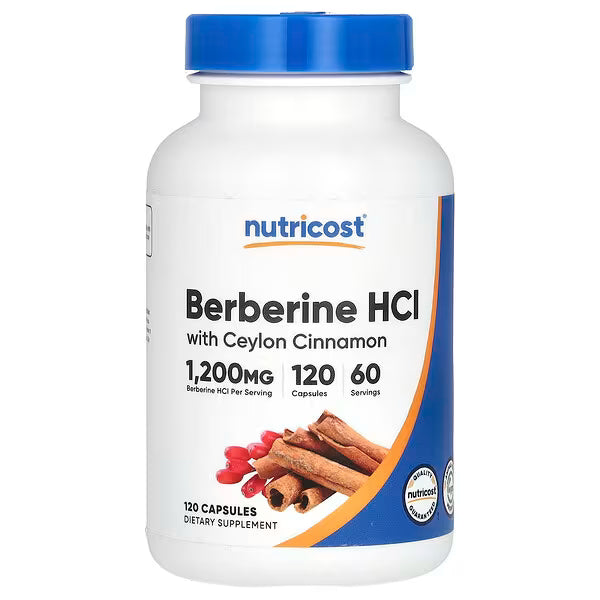 Nutricost, Berberine HCl With Ceylon Cinnamon, 120 Capsules