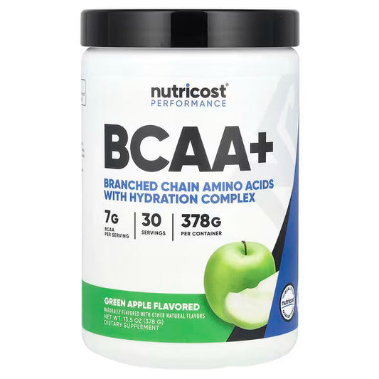 Nutricost, Performance, BCAA+, Green Apple, 13.5 oz (378 g)