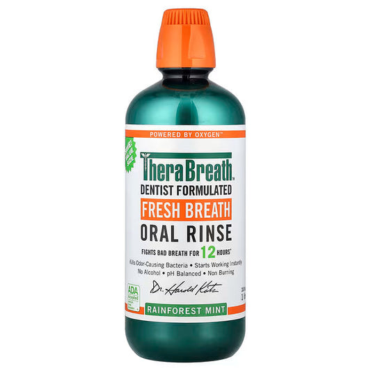 TheraBreath, Fresh Breath Oral Rinse, Rainforest Mint, 33.8 fl oz (1 l)