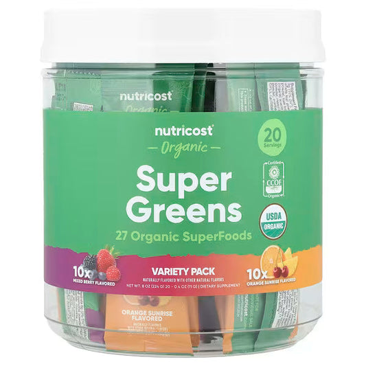 Nutricost, Organic Super Greens, Variety Pack, 20 Packets, 0.4 oz (11 g) Each