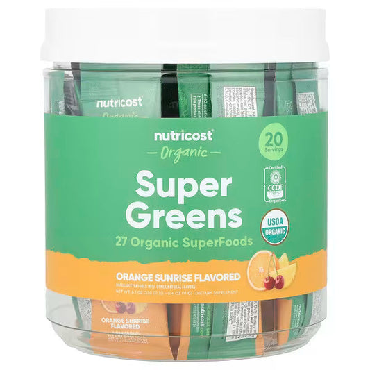 Nutricost, Organic Super Greens, Orange Sunrise, 20 Stick Packs, 0.4 oz (11 g) Each