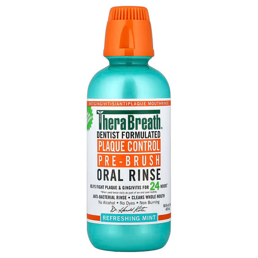 TheraBreath, Plaque Control Pre-Brush Oral Rinse, Refreshing Mint, 16 fl oz (473 ml)