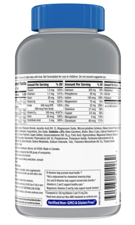 Centrum Silver Men 50+ Immune Support Multivitamin, 275 Tablets