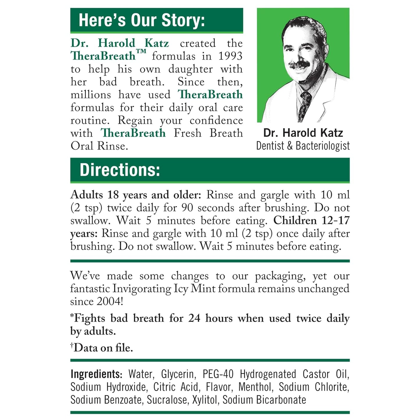 TheraBreath fresh breath mouthwash, icy mint, alcohol-free, 1 liter, 2 Per Package 2 Liter total weight