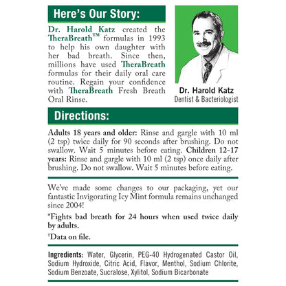 TheraBreath fresh breath mouthwash, icy mint, alcohol-free, 1 liter, 2 Per Package 2 Liter total weight