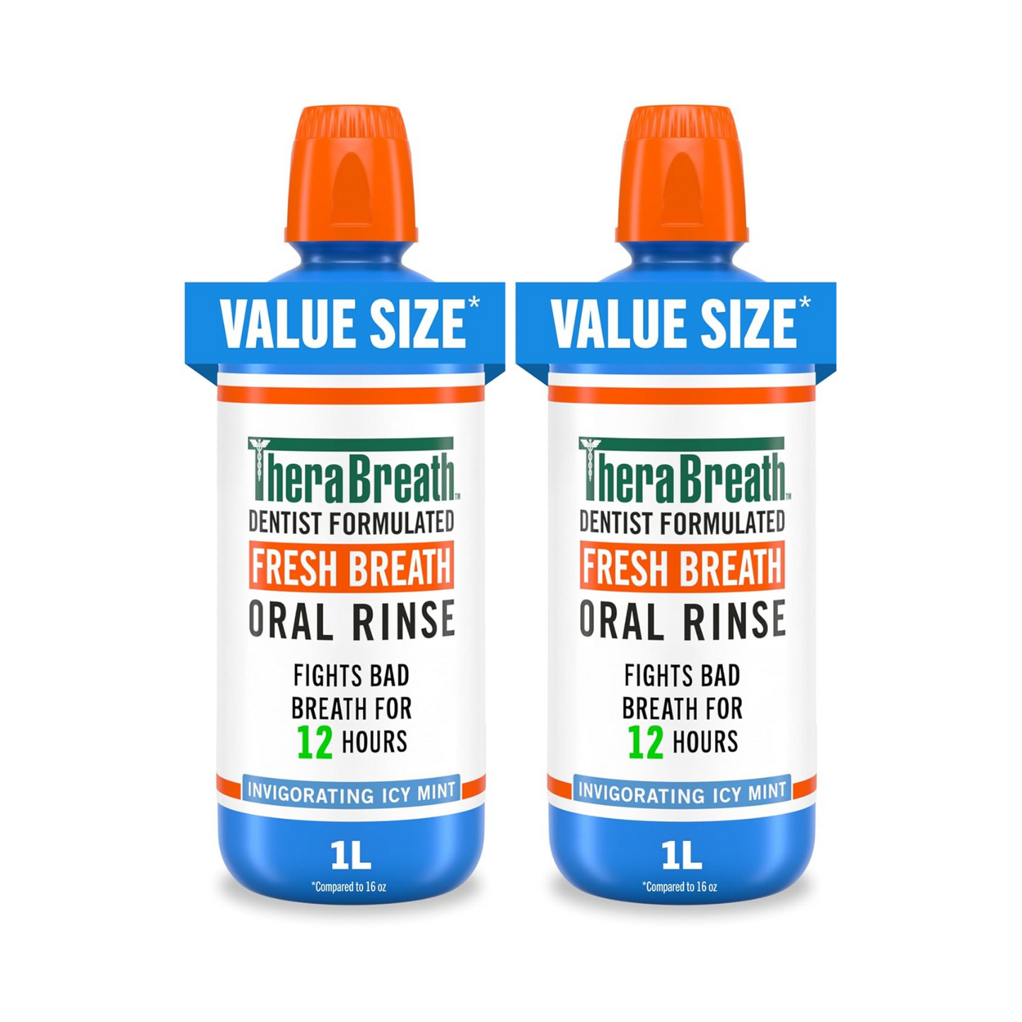 TheraBreath fresh breath mouthwash, icy mint, alcohol-free, 1 liter, 2 Per Package 2 Liter total weight